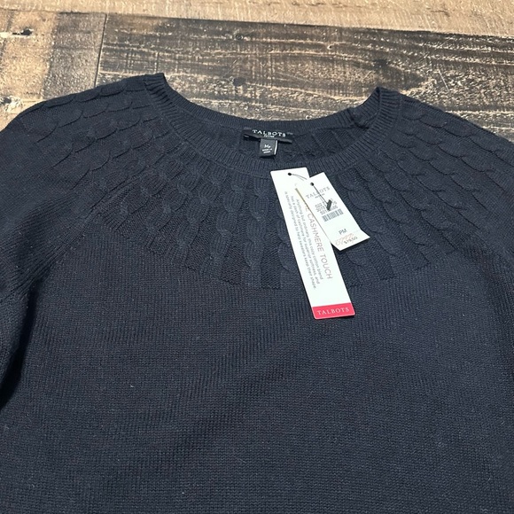 Talbots Cable-Yoke Cotton & Cashmere Blend Sweater - Picture 3 of 5